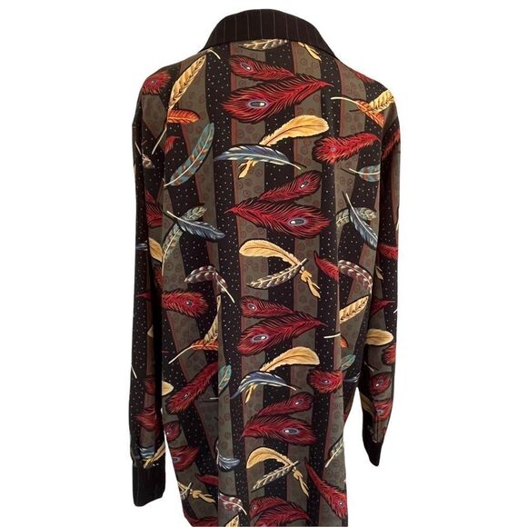 Koos Of Course Mixed Media Art To Wear Feather Blouse L - Picture 5 of 9